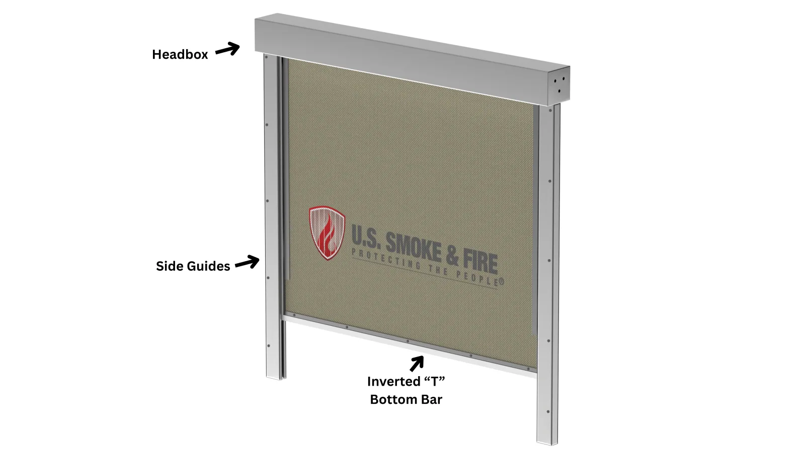 Hose Stream 120 — Single-roller headbox assembly with side guides and curtain fabric, isolated engineering render